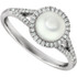 Beautiful Halo-style Gemstone Ring in 14K White Gold featuring a pearl ring Gemstone & Diamonds. The ring consist of 1 Round Shape, 7.0 mm, Pearl Gemstone with 56 Accent genuine Diamonds. This ring is both Elegant and Classic - Perfect for everyday. The inherent beauty of these gems make this an ideal way for you to show your love to someone you care for.
