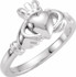 This traditional Irish symbol represents love for the heart, friendship for the hands, and loyalty for the crown. This traditional Claddagh ring is set in polished platinum.