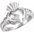 A token of loyalty, friendship and love. This traditional Claddagh ring is set in polished platinum.