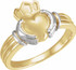 The Claddagh: the crown represents loyalty, the heart represents love, and the hands represent friendship. It is widely known as a symbol for great friendship. This ancient Gaelic design is also used in engagement rings and in traditional wedding rings for the irish. If worn on the right hand with the heart facing out it means you are single, facing in means you are dating someone. If worn on the left hand with the heart facing out it means you are engaged and facing in you are married.