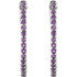 Designed with the February-born birthday girl in mind, these glam and glistening hoops are perfect for her vivacious personality. Fashioned in 14K White Gold, these hoops feature an array of shimmering bright purple amethyst set along the inside and outside edges. Brilliant from every angle, these polished hoops secure comfortably with hinged backs.