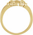 The Claddagh: the crown represents loyalty, the heart represents love, and the hands represent friendship. It is widely known as a symbol for great friendship. This ancient Gaelic design is also used in engagement rings and in traditional wedding rings for the irish. If worn on the right hand with the heart facing out it means you are single, facing in means you are dating someone. If worn on the left hand with the heart facing out it means you are engaged and facing in you are married.