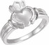 The Claddagh: the crown represents loyalty, the heart represents love, and the hands represent friendship. It is widely known as a symbol for great friendship. This ancient Gaelic design is also used in engagement rings and in traditional wedding rings for the irish. If worn on the right hand with the heart facing out it means you are single, facing in means you are dating someone. If worn on the left hand with the heart facing out it means you are engaged and facing in you are married.