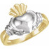 A token of loyalty, friendship and love. This traditional Claddagh ring is set in polished 18k gold.