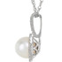 This dazzling fashion pendant makes a huge statement of fabulous style. Created in sleek sterling silver, this design showcases a 7.0mm cultured freshwater pearl center stone. A lovely look any time, this pendant is finished with a bright polished shine and suspends along an 18.0-inch chain. 