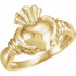 A token of loyalty, friendship and love. This traditional Claddagh ring is set in polished 18k gold.