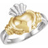 A token of loyalty, friendship and love. This traditional Claddagh ring is set in polished 14k gold.