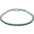 Dress her wrist in glittering style. Fashioned in 14K white gold, this exquisite bracelet pairs 3.0mm round-shaped created emeralds. In May, wish her a very special happy birthday with the gift of jewelry featuring her birthstone, emerald. The bracelet measures 7.25 inches in length.