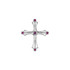 Faith and fashion meet in this dazzling genuine amethyst and ruby cross design. Expertly crafted in precious 14K gold, this traditional cross is completely outlined with beautiful round gemstones accents. Simple and meaningful, this cross is polished to a brilliant shine. 