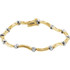 This gorgeous bracelet, hand set with 12 brilliant diamonds and 14k yellow gold, is sure to turn heads with its delicate design and classic appeal.