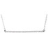 A straight bar is the focal point in this petite necklace for her. Suspended between cable chains, the 14K gold 18 inch necklace in length and fastens with a lobster clasp.