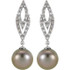 These elegant 14k white gold earrings each feature a black tahitian pearl with diamond accents in a classic design. Diamonds are 1/4ctw, H-I in color, and I3 or better in clarity. Polished to a brilliant shine.