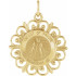 This Round Infant Of Prague Pendant Medal features dimensions of 18.5 millimeters, approximately 3/4-inch round. Made of 14K Yellow Gold, this religious jewelry piece weighs approximately 1.42 grams. 