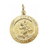 St. Christopher is the patron saint of athletes, porters, sailors and travelers. This St. Christopher Medal measures 15 millimeters, approximately 5/8-inch round. Made of 14K Yellow Gold, this piece features a weight of 2.02 grams. 