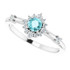 A beautiful choice to express your affection, this gemstone and diamond ring is certain to receive a positive response.
