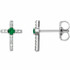 Chatham® Created Emerald & .06CT Diamond Cross Earrings In Sterling Silver