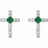 Chatham® Created Emerald & .06CT Diamond Cross Earrings In Sterling Silver