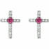 Pink Tourmaline & .06CT Diamond Cross Earrings In Platinum 