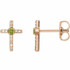 Peridot & .06 CT Diamond Cross Earrings In 14K Rose Gold