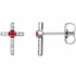 Chatham® Created Ruby & .06 CT Diamond Cross Earrings In Platinum
