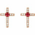 Ruby & .06 CT Diamond Cross Earrings In 14K Rose Gold