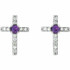 Amethyst & .06 CT Diamond Cross Earrings In Sterling Silver