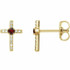 Perfectly petite, these ruby and diamond cross stud earrings add color and faith-filled detail to any look.