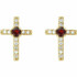 Perfectly petite, these ruby and diamond cross stud earrings add color and faith-filled detail to any look.