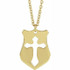The simplicity of your faith is represented by this yellow gold pierced cross shield pendant. Polished to a brilliant shine. 