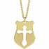 The simplicity of your faith is represented by this yellow gold pierced cross shield pendant. Polished to a brilliant shine.