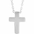 The simplicity of your faith is represented by this sterling silver cross 16-18" adjustable necklace. Polished to a brilliant shine. 