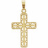 This 14K yellow gold hollow cross pendant has an elegant yet substantial design. Pendant measures 40.00x21.60mm and has a bright polish to shine. 