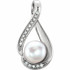 A brilliant look, this pearl fashion pendant transitions perfectly from day into evening. Fashioned in sterling silver, this clever design features an 6.0-6.5mm cultured freshwater pearl center stone surrounded by shimmering round diamonds. Polished to a brilliant shine.