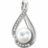 A brilliant look, this pearl fashion pendant transitions perfectly from day into evening. Fashioned in 14k white gold, this clever design features an 6.0-6.5mm cultured freshwater pearl center stone surrounded by shimmering round diamonds. Polished to a brilliant shine.