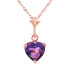 Give her your heart with this fabulous 14k rose gold necklace with natural purple amethyst. This universal symbol of love is the main feature of this simply elegant necklace. An 18 inch rope chain is used to show off the stunning deep purple heart shaped amethyst. The stone, which weighs over one full carat, reflects shine and radiance to make this a stunning necklace that will coordinate beautifully with any outfit. This necklace also makes a great gift for any lady celebrating a birthday in February.