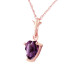 Give her your heart with this fabulous 14k rose gold necklace with natural purple amethyst. This universal symbol of love is the main feature of this simply elegant necklace. An 18 inch rope chain is used to show off the stunning deep purple heart shaped amethyst. The stone, which weighs over one full carat, reflects shine and radiance to make this a stunning necklace that will coordinate beautifully with any outfit. This necklace also makes a great gift for any lady celebrating a birthday in February.