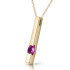 This 14k solid gold necklace with natural purple amethyst is a modern piece that has a drop of feminine color to give it a stylish and colorful look. A classic gold bar is suspended effortlessly from an 18 inch rope chain. The golden pendant has a unique and modern look that is not over the top. One beautiful glowing amethyst stone adds a splash of color to the dazzling gold, with a weight of .25 carat that is not overwhelming. This necklace makes a great piece for the trendsetter who celebrates her birthday in the month of February.
