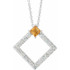 Crafted of 14K white gold, this geometric necklace makes a gorgeous statement piece.