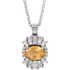 Wear your favorite color in a classic and sophisticated style with this yellow citrine and diamond accent frame pendant in platinum.
