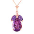 This 14k rose gold necklace with natural amethysts is pretty enough for any queen in your life. The royal color of purple is showcased brilliantly on this piece, which features three stones to throw off lots of color and light. One pear cut amethyst glows with six full carats of amazing beauty.

Two additional marquis shaped stones do an excellent job of enhancing the stone while adding another one half carat of pure bliss. The box chain included hangs at 18 inches long and is available in your choice of solid 14k yellow, white, or rose gold.