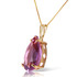 A classic solitaire necklace makes the perfect gift for a woman with classic style. The beautiful vivid birthstone of February is the focus of this 14k solid gold necklace with natural amethyst, which features one elegant pear cut stone hanging from an 18 inch box chain made of high quality yellow, white, or rose gold.

The cut and color of this stone are superb, showing off the beautiful color and facets of the stone, which weighs an amazing five carats for lots of sparkle. This look is a classic that will go with all of the trendiest clothing, as well as traditional styles.