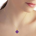 Instead of a bouquet, try giving your loved one a gorgeous floral necklace made of high quality solid gold and beautiful genuine gemstones. This 14k solid gold necklace with natural purple amethysts is an amazing piece that showcases the beauty of a flower that is always in bloom.

Four round cut and four pear cut amethysts glow brightly to form the beautiful pendant, which contains over two carats of stunning natural gems. The flower is set in 14k yellow, white, or rose gold and includes a matching 18 inch rope chain that dangles it delicately.