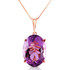 A traditional solitaire pendant featuring a birthstone is a beautiful gift, either for yourself or someone else. Celebrate a February birthday with this fabulous 14k rose gold necklace with oval purple amethyst. This sleek and beautiful necklace keeps things simple by showing off the stunning purple glow of amethyst.

The oval shaped stone measures in at a whopping 7.55 carats, showcasing the true beauty of this amazing stone. The 18 inch box chain is delicate enough to leave the spotlight on this sparkling stone, while also adding the rich luxury of solid 14k gold, available in yellow, white, or rose gold.