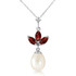 This brilliant 14k white gold necklace with Pearl & Garnets radiates brightly from the center of your neck. Three garnet stones are situated so they resemble a beautiful bundle of stones. Hanging below the garnets is a striking pearl. The garnets themselves are 0.75 carats, and the pearl is 4.0 carats total.

This necklace comes with a fine 0.68 inch thickness double-link rope chain. All gold components of this chain are available in yellow, white or rose gold. This necklace is as elegant as they come, and would make a perfect gift for someone special. It flatters all, and will make any woman delighted to have it.