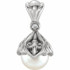 Delicate in design, this pearl and diamond Fleur-de-lis pendant features a freshwater cultured pearl paired with a brilliant round diamond. The pendant is crafted with a platinum bail and polished to a brilliant shine.