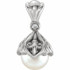 Delicate in design, this pearl and diamond Fleur-de-lis pendant features a freshwater cultured pearl paired with a brilliant round diamond. The pendant is crafted with a 14k white gold bail and polished to a brilliant shine.