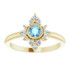 Natural Aquamarine & 1/5 CTW Diamond Ring In 14K Yellow Gold