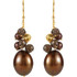 Freshwater Cultured Dyed Chocolate Pearl & Smoky Quartz Earrings In 14K Yellow Gold. Length is 40.50mm and the width is 10.50mm. Polished to a brilliant shine.