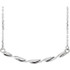 Elevate your style with this stunning Twisted Ribbon Bar Necklace. Crafted from Sterling Silver, this unique piece features a twisted ribbon bar pendant that delicately hangs from a 16-18 inch chain.