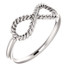 This stunning sterling silver ring features an infinity-inspired design with a delicate rope pattern.